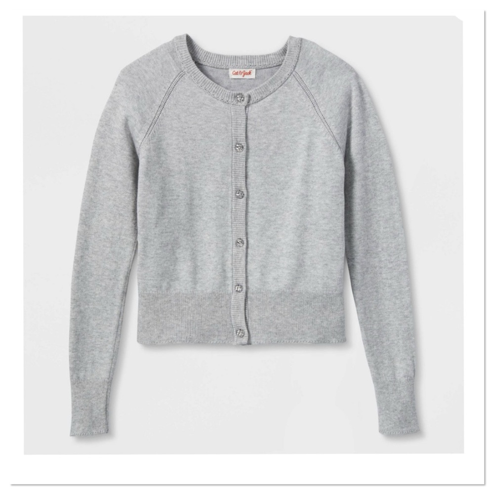 Girl’s Button Front Cardigan Sweater Cat & Jack Gray